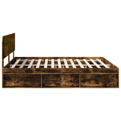 Bed Frame Smoked Oak 180 x 200 cm Solid Pine Wood