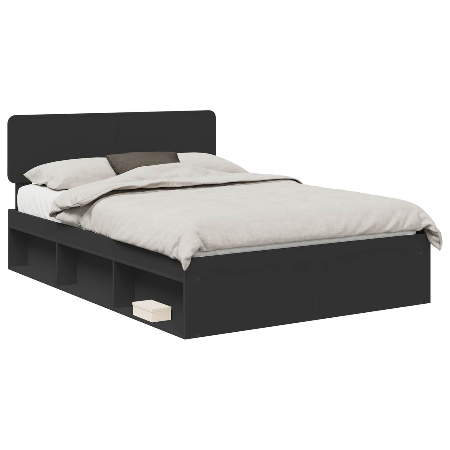 Bed Frame with Headboard Black 160 x 200 cm Solid Pine Wood