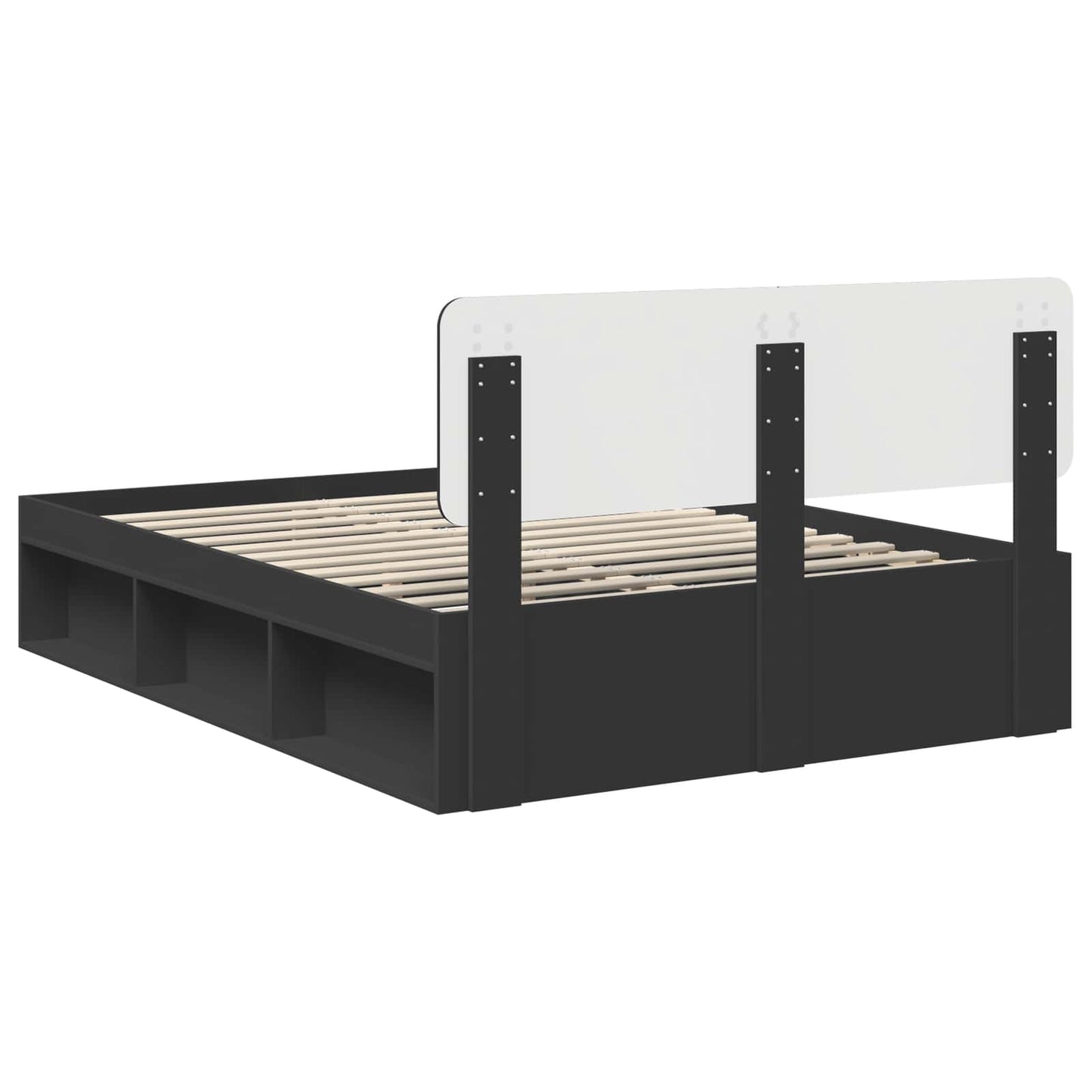 Bed Frame with Headboard Black 160 x 200 cm Solid Pine Wood