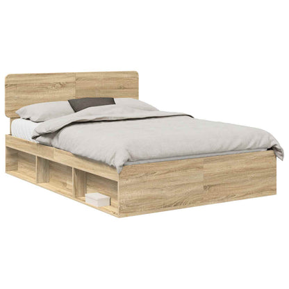 Bed Frame with Headboard Sonoma 160 x 200 cm Solid Pine Wood
