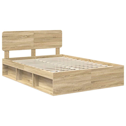 Bed Frame with Headboard Sonoma 160 x 200 cm Solid Pine Wood