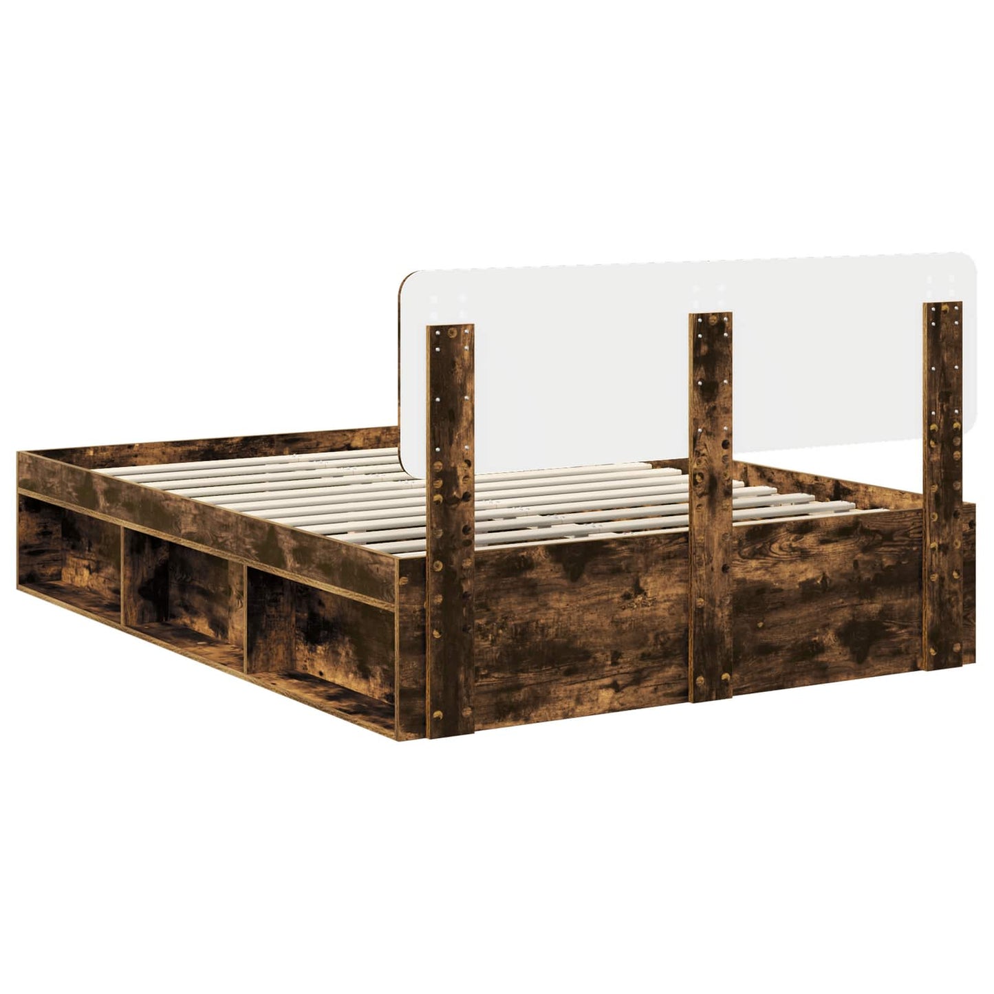 Bed Frame Smoked Oak 160 x 200 cm Solid Pine Wood
