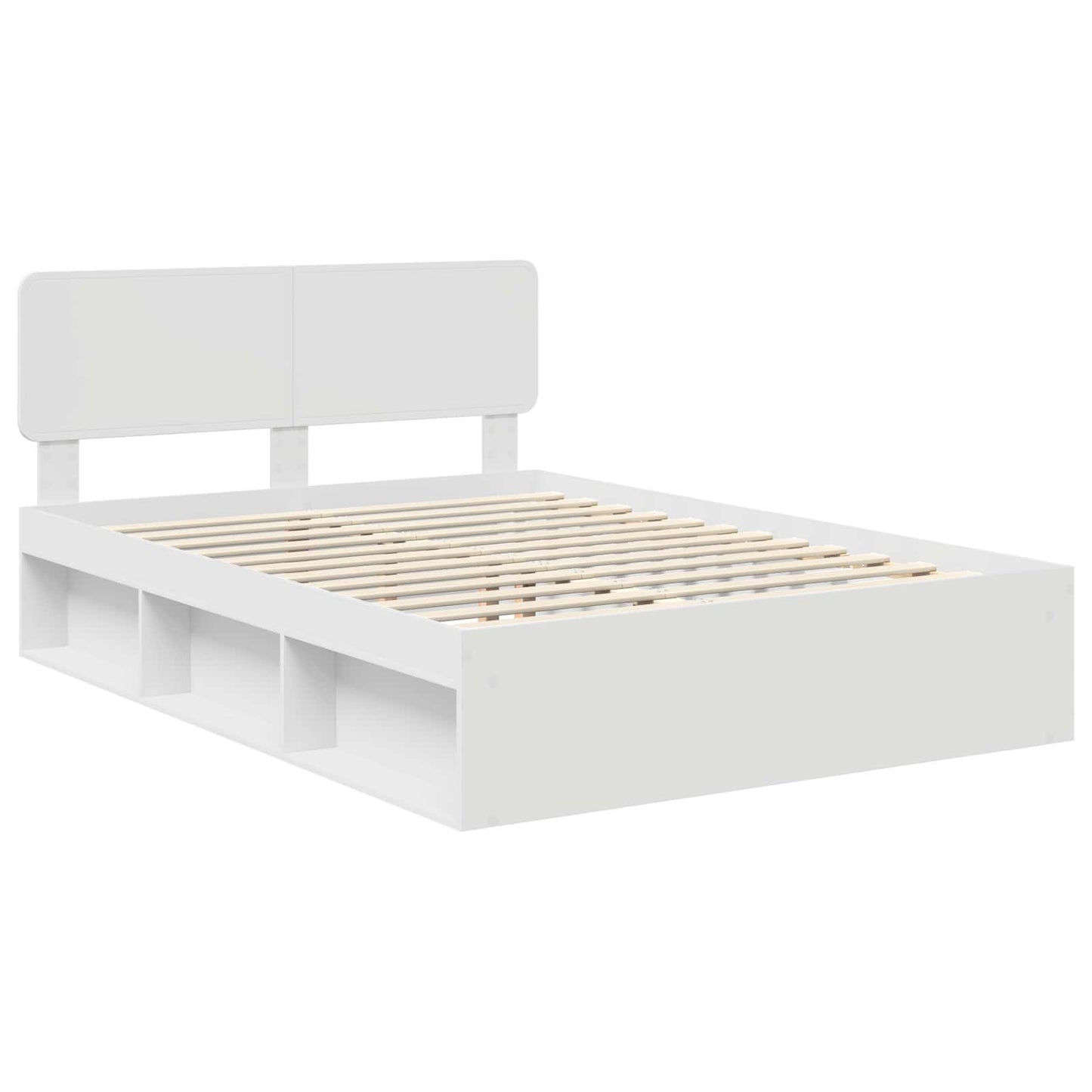 Bed Frame with Headboard White 150 x 200 cm Solid Pine Wood