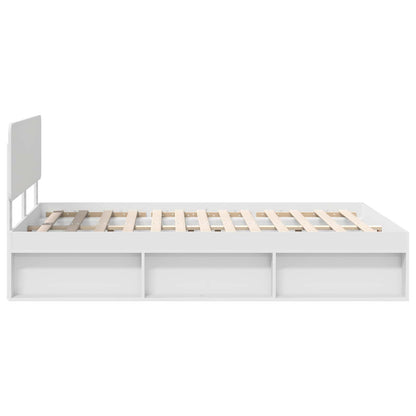 Bed Frame with Headboard White 150 x 200 cm Solid Pine Wood