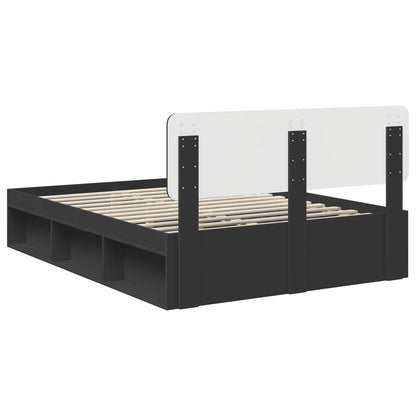 Bed Frame with Headboard Black 150 x 200 cm Solid Pine Wood