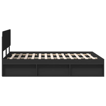 Bed Frame with Headboard Black 150 x 200 cm Solid Pine Wood