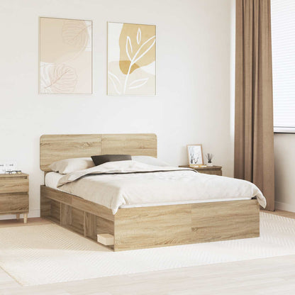 Bed Frame Sonoma Oak 150 x 200 cm Solid Pine Wood