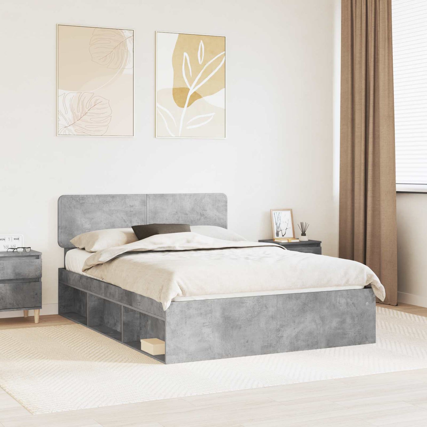 Bed Frame Concerte Grey 150 x 200 cm Solid Pine Wood