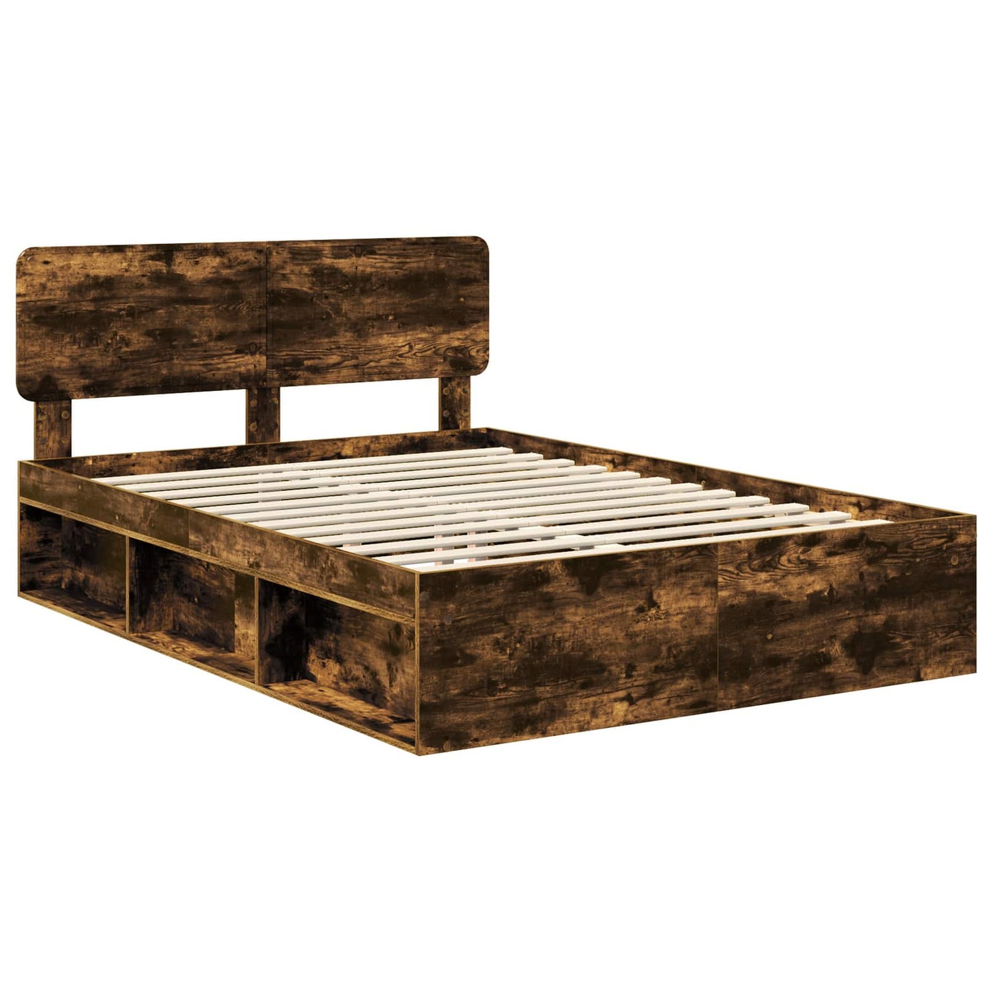 Bed Frame Smoked Oak 150 x 200 cm Solid Pine Wood
