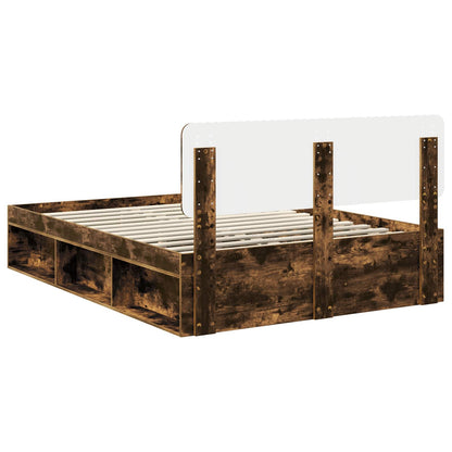 Bed Frame Smoked Oak 150 x 200 cm Solid Pine Wood