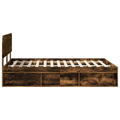 Bed Frame Smoked Oak 150 x 200 cm Solid Pine Wood