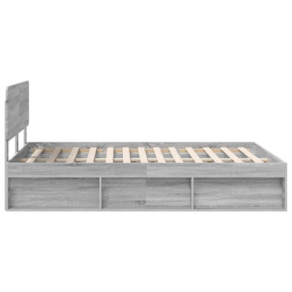 Bed Frame Grey Sonoma 150 x 200 cm Solid Pine Wood
