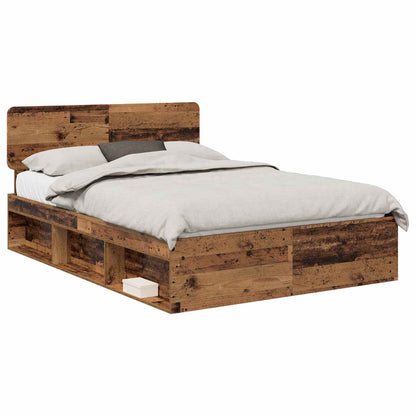 Bed Frame with Headboard Old Wood 150 x 200 cm Solid Pine Wood
