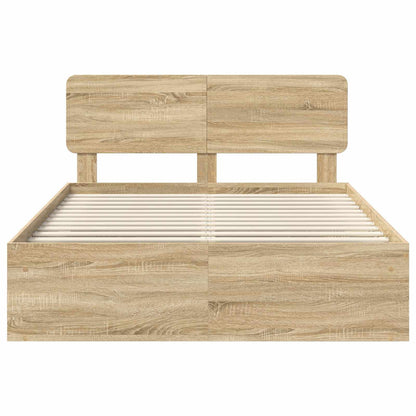 Bed Frame with Headboard Sonoma 140 x 200 cm Solid Pine Wood