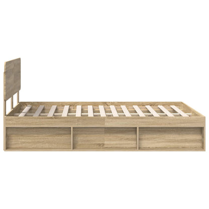 Bed Frame with Headboard Sonoma 140 x 200 cm Solid Pine Wood