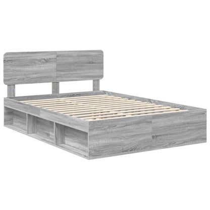 Bed Frame Grey Sonoma 140 x 200 cm Solid Pine Wood