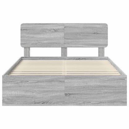 Bed Frame Grey Sonoma 140 x 200 cm Solid Pine Wood