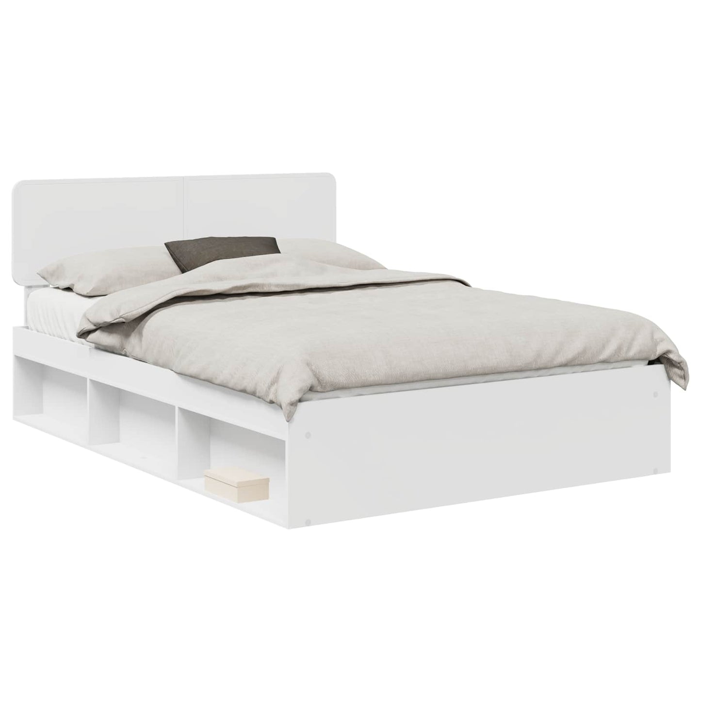 Bed Frame with Headboard White 140 x 190 cm Solid Pine Wood