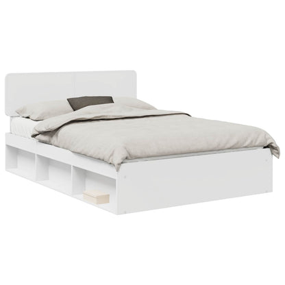 Bed Frame with Headboard White 140 x 190 cm Solid Pine Wood
