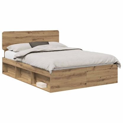 Bed Frame Artisian Oak 140 x 190 cm Solid Pine Wood