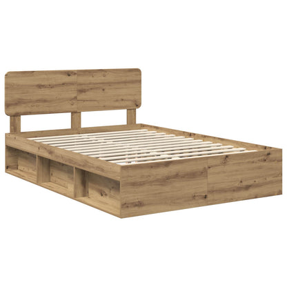 Bed Frame Artisian Oak 140 x 190 cm Solid Pine Wood