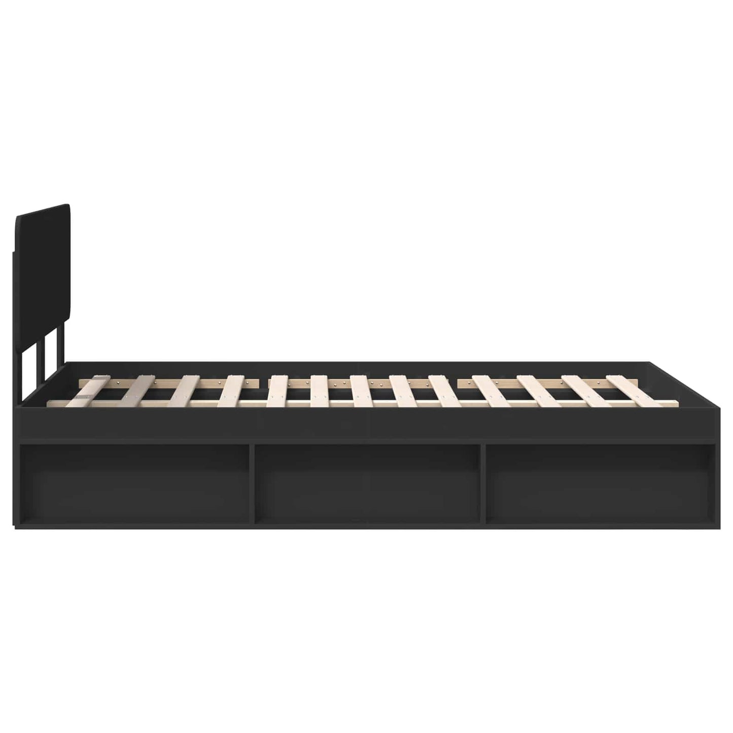 Bed Frame with Headboard Black 135 x 190 cm Solid Pine Wood