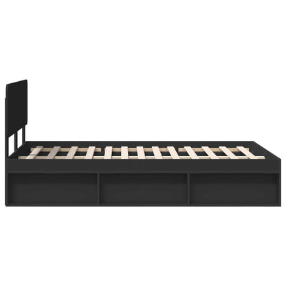 Bed Frame with Headboard Black 135 x 190 cm Solid Pine Wood