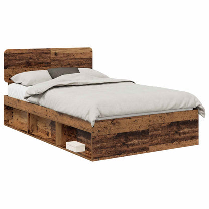 Bed Frame with Headboard Old Wood 135 x 190 cm Solid Pine Wood