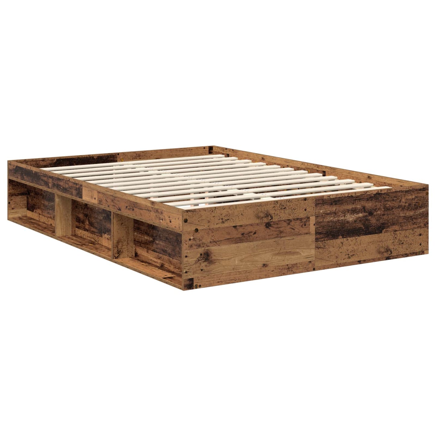 Bed Frame with Headboard Old Wood 135 x 190 cm Solid Pine Wood
