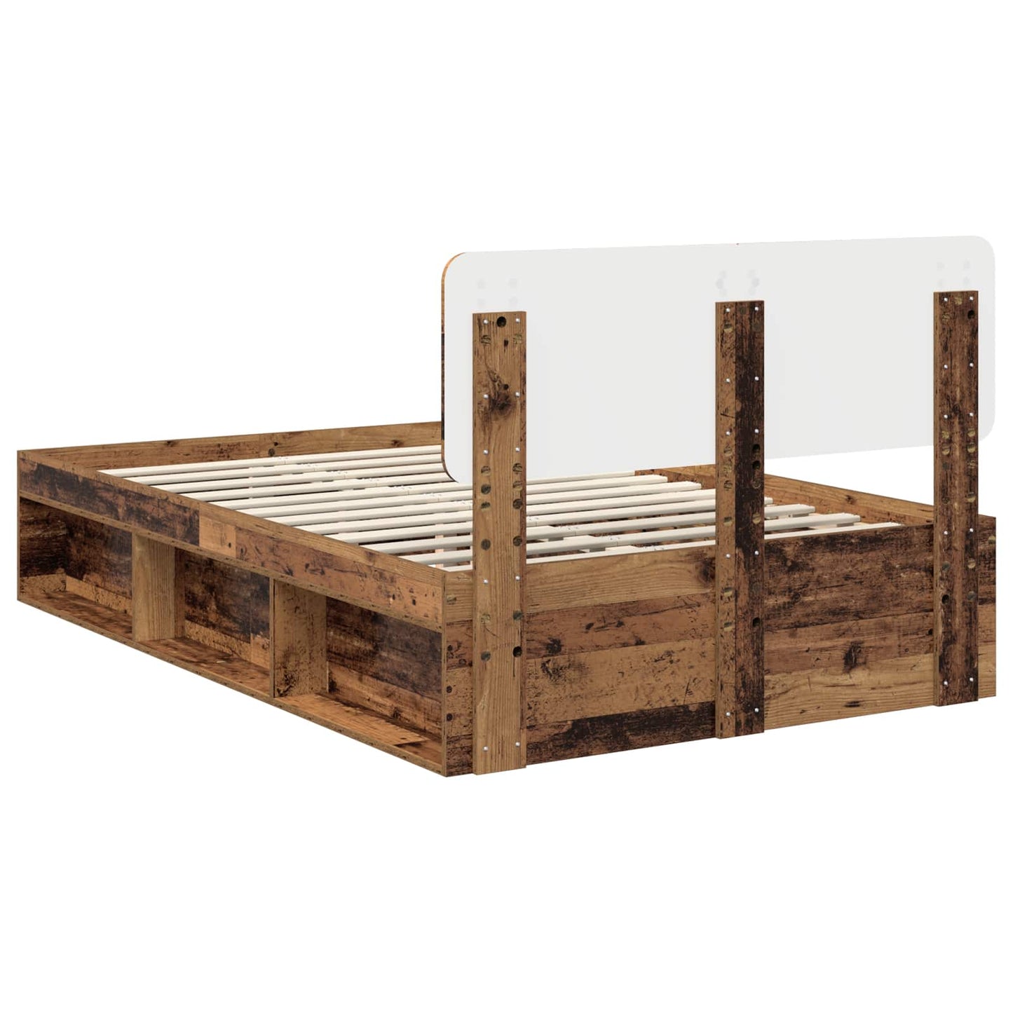 Bed Frame with Headboard Old Wood 135 x 190 cm Solid Pine Wood