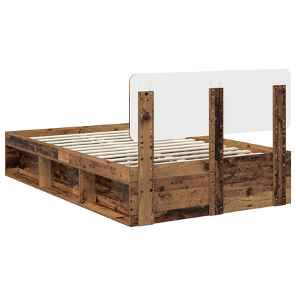 Bed Frame with Headboard Old Wood 135 x 190 cm Solid Pine Wood
