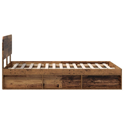 Bed Frame with Headboard Old Wood 135 x 190 cm Solid Pine Wood