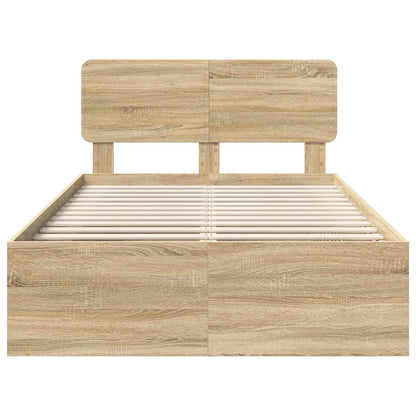 Bed Frame with Headboard Sonoma 120 x 200 cm Solid Pine Wood