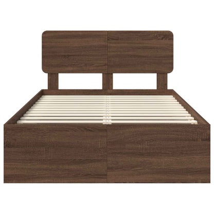Bed Frame with Headboard Brown Oak 120 x 200 cm Solid Pine Wood