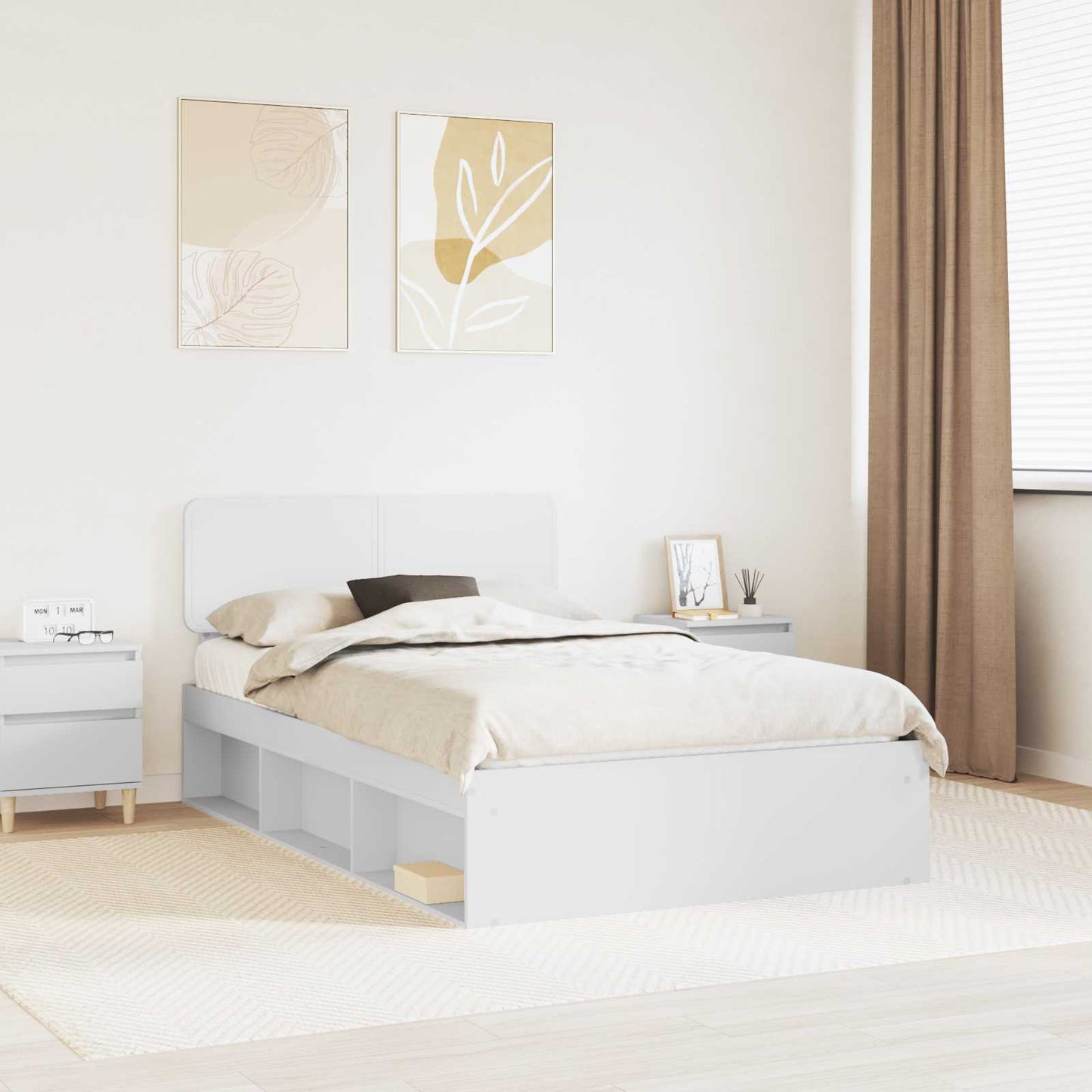 Bed Frame with Headboard White 120 x 190 cm Solid Pine Wood
