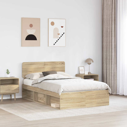 Bed Frame with Headboard Sonoma 120 x 190 cm Solid Pine Wood