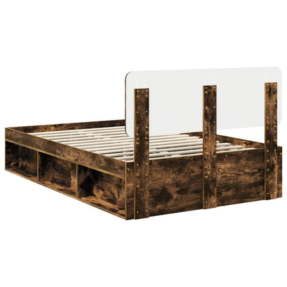 Bed Frame Smoked Oak 120 x 190 cm Solid Pine Wood