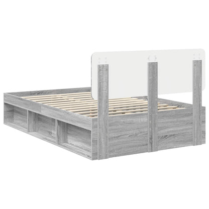 Bed Frame Grey Sonoma 120 x 190 cm Solid Pine Wood