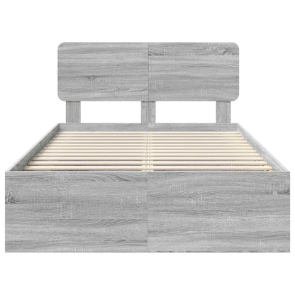 Bed Frame Grey Sonoma 120 x 190 cm Solid Pine Wood