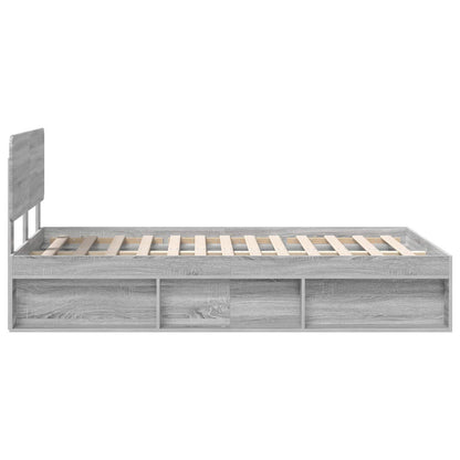 Bed Frame Grey Sonoma 120 x 190 cm Solid Pine Wood