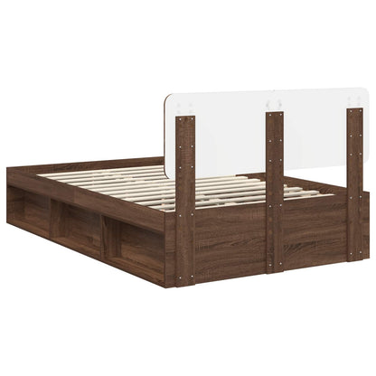 Bed Frame with Headboard Brown Oak 120 x 190 cm Solid Pine Wood