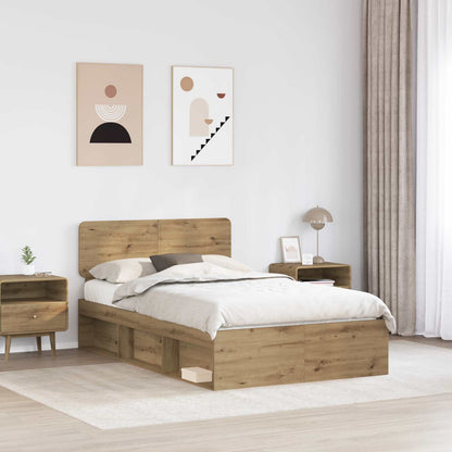 Bed Frame Artisian Oak 120 x 190 cm Solid Pine Wood