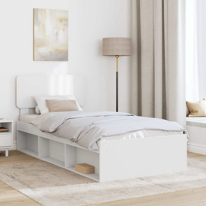 Bed Frame with Headboard White 100 x 200 cm Solid Pine Wood