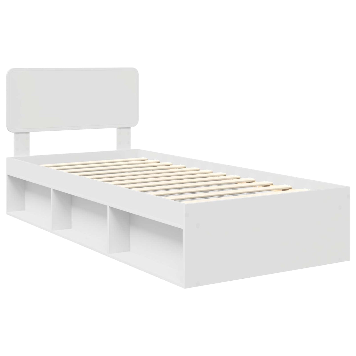 Bed Frame with Headboard White 100 x 200 cm Solid Pine Wood