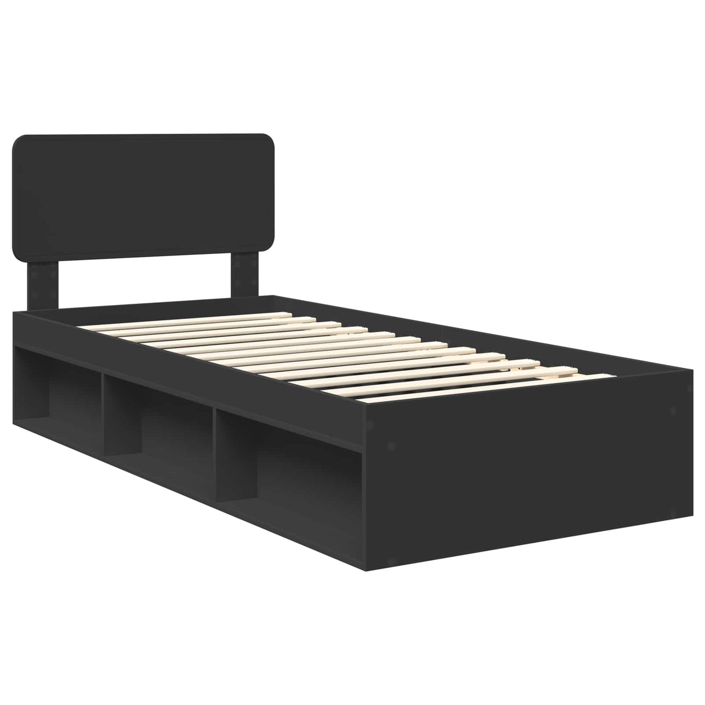 Bed Frame with Headboard Black 100 x 200 cm Solid Pine Wood