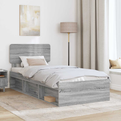 Bed Frame Grey Sonoma 100 x 200 cm Solid Pine Wood