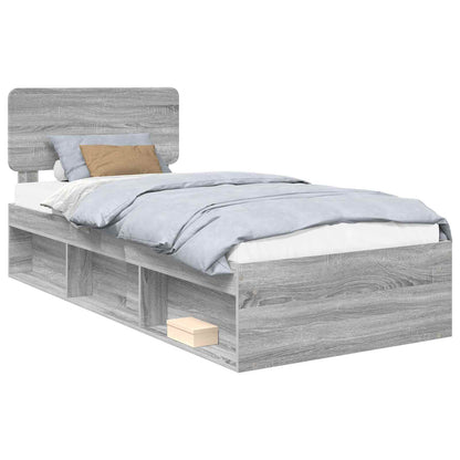 Bed Frame Grey Sonoma 100 x 200 cm Solid Pine Wood