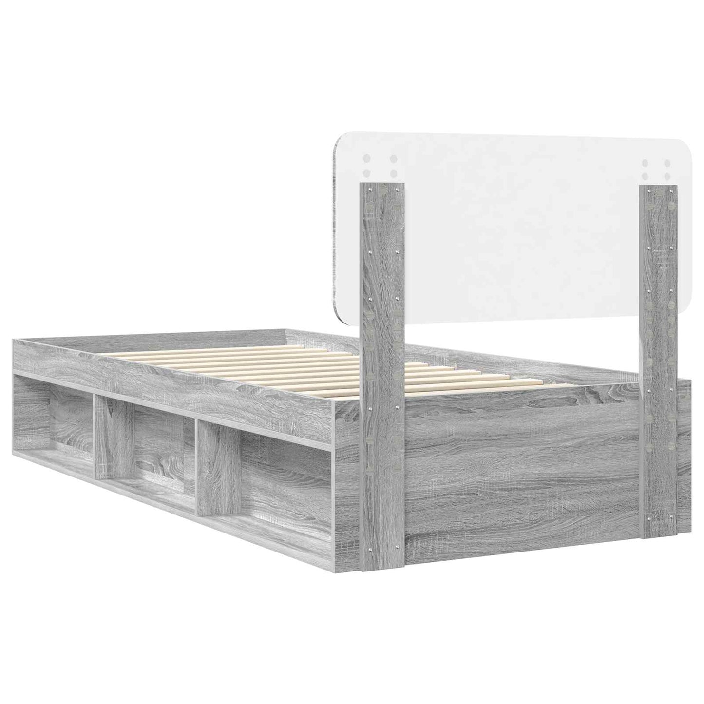 Bed Frame Grey Sonoma 100 x 200 cm Solid Pine Wood