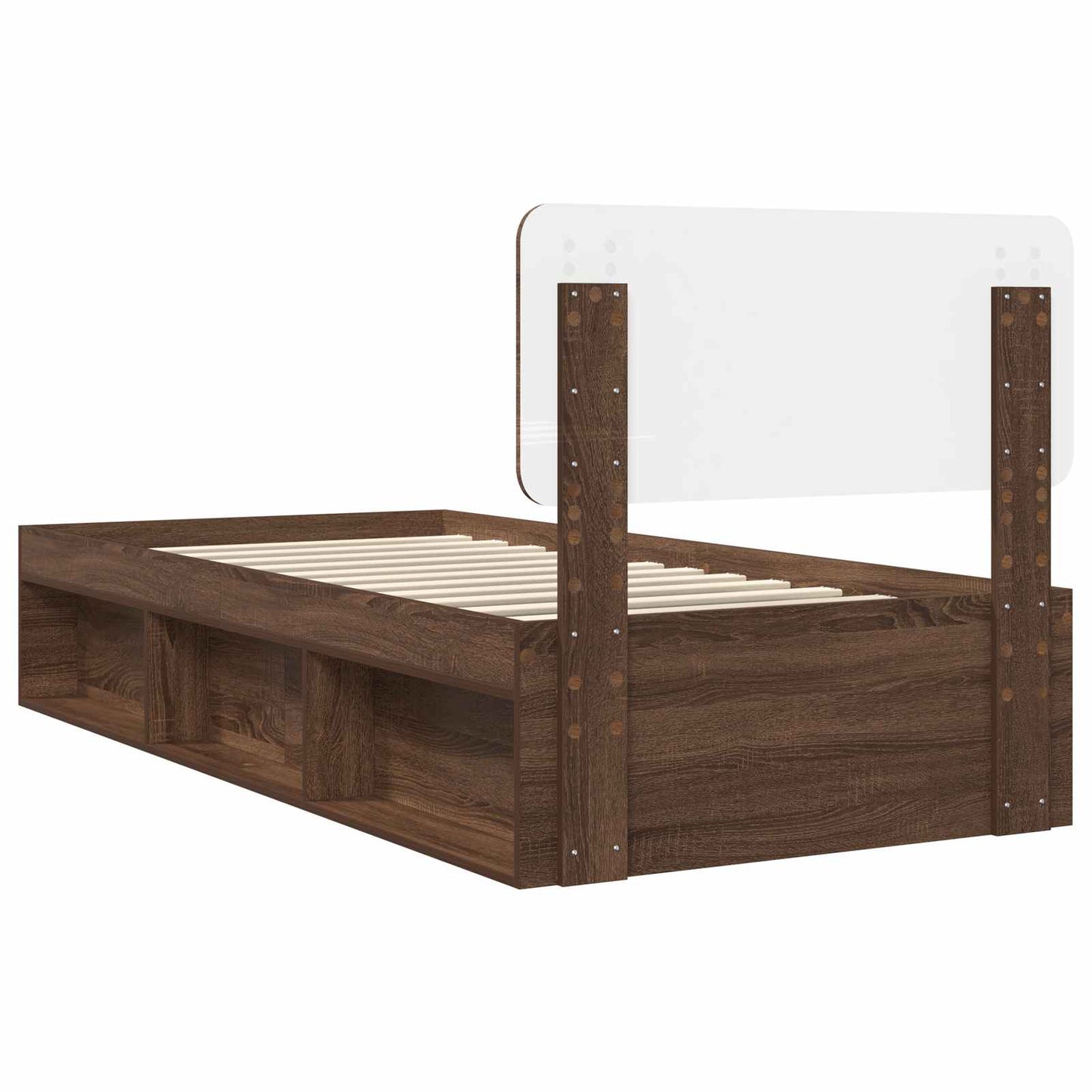 Bed Frame with Headboard Brown Oak 100 x 200 cm Solid Pine Wood