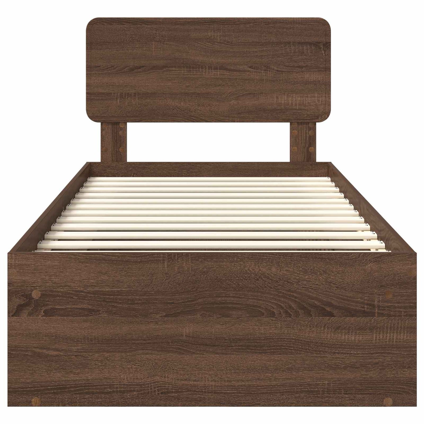 Bed Frame with Headboard Brown Oak 100 x 200 cm Solid Pine Wood